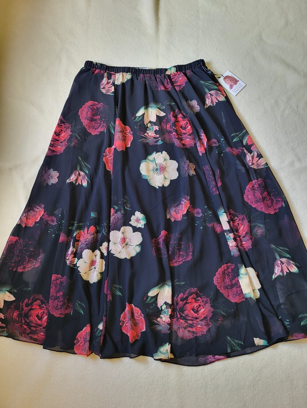NWT Black Floral Whimsigoth Maxi Skirt Women's Size XL Sheer Layers Lined - Picture 3 of 13